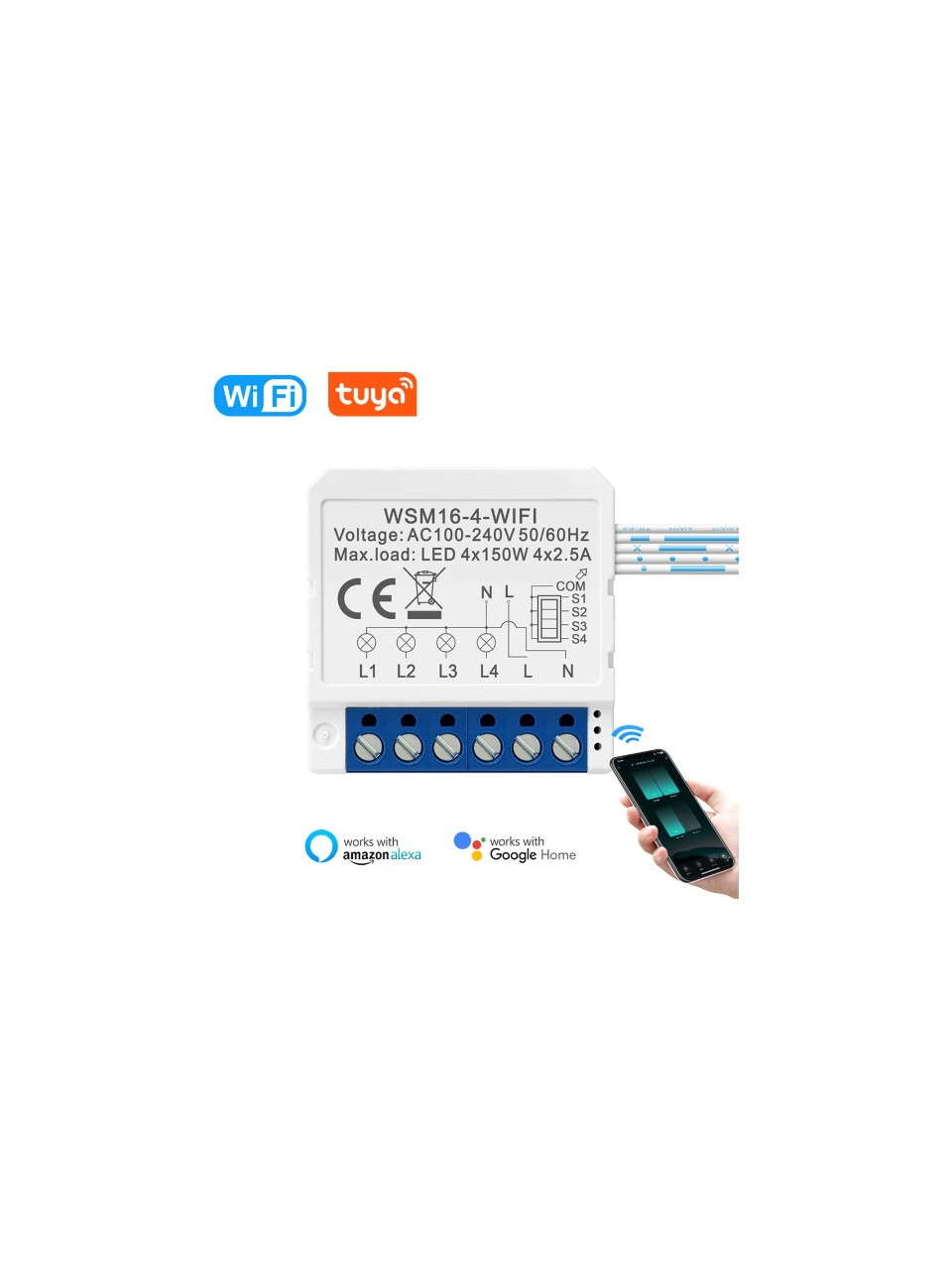 4 Kanallı Akıllı Wi-Fi Röle Modülü (Gömme)